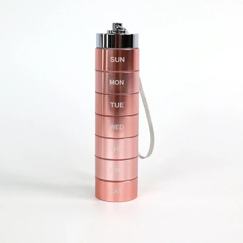 portable 7 grids aluminum pill box, view 3 - MRSLM