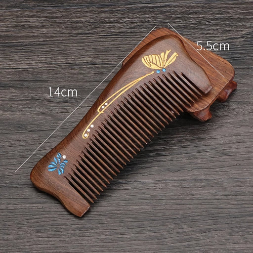 gold sandalwood dense-tooth comb, view 2 - MRSLM