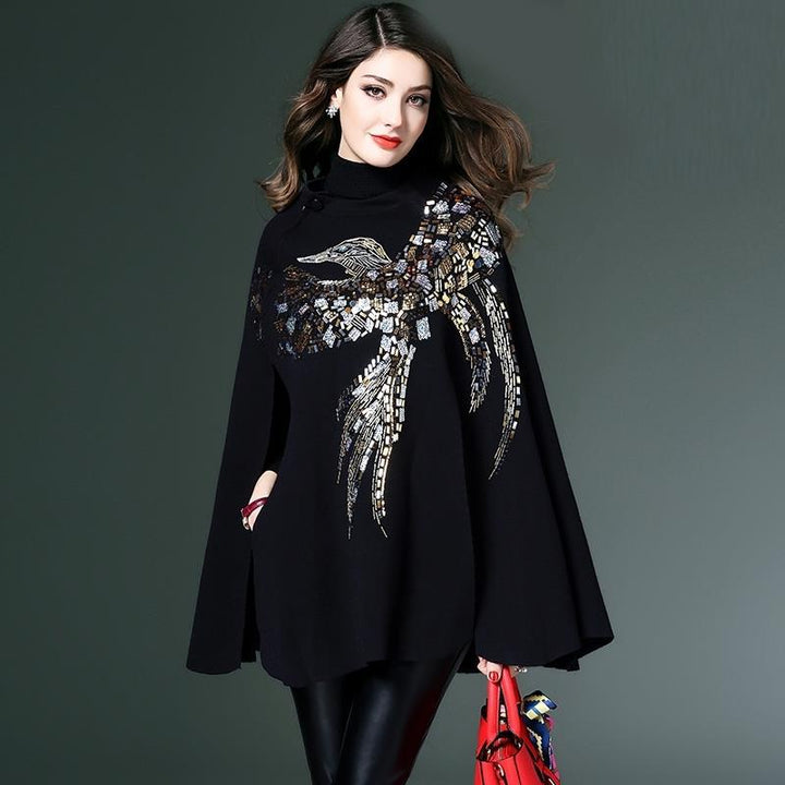 Women's Fashion Shawl Thickened Pullover Sweater Cloak