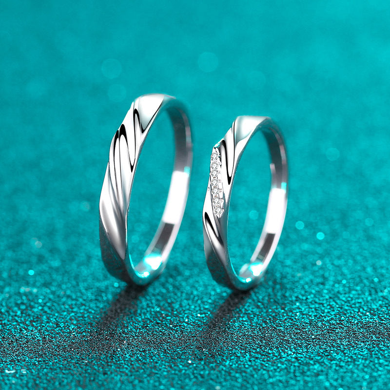 925 Sterling Silver Couple Ring Female