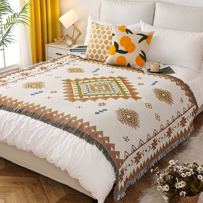 Vintage geometric pattern boho throw blanket, view 2 - MRSLM