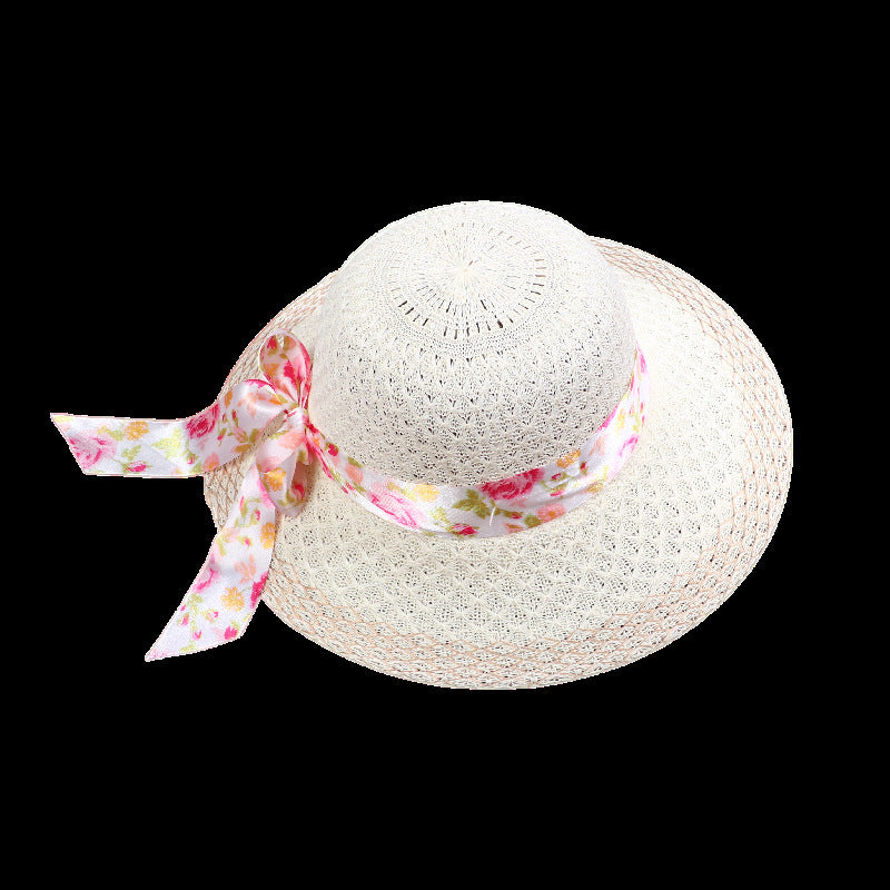 Elegant floral ribbon sun hat, view 14 - MRSLM