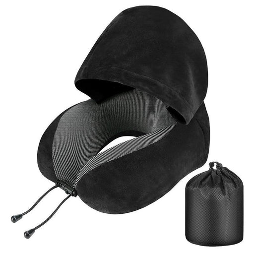 velvet memory foam travel pillow with hood - MRSLM
