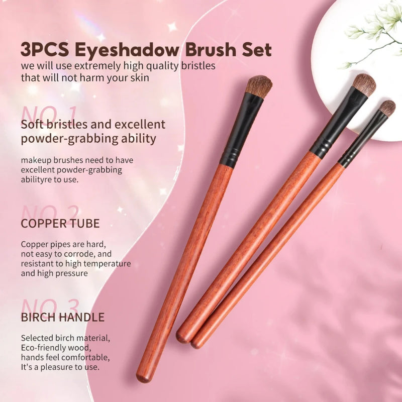 3-piece horse hair eyeshadow brush set, view 3 - MRSLM