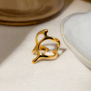 stainless steel irregular geometry gold ring, view 5 - MRSLM