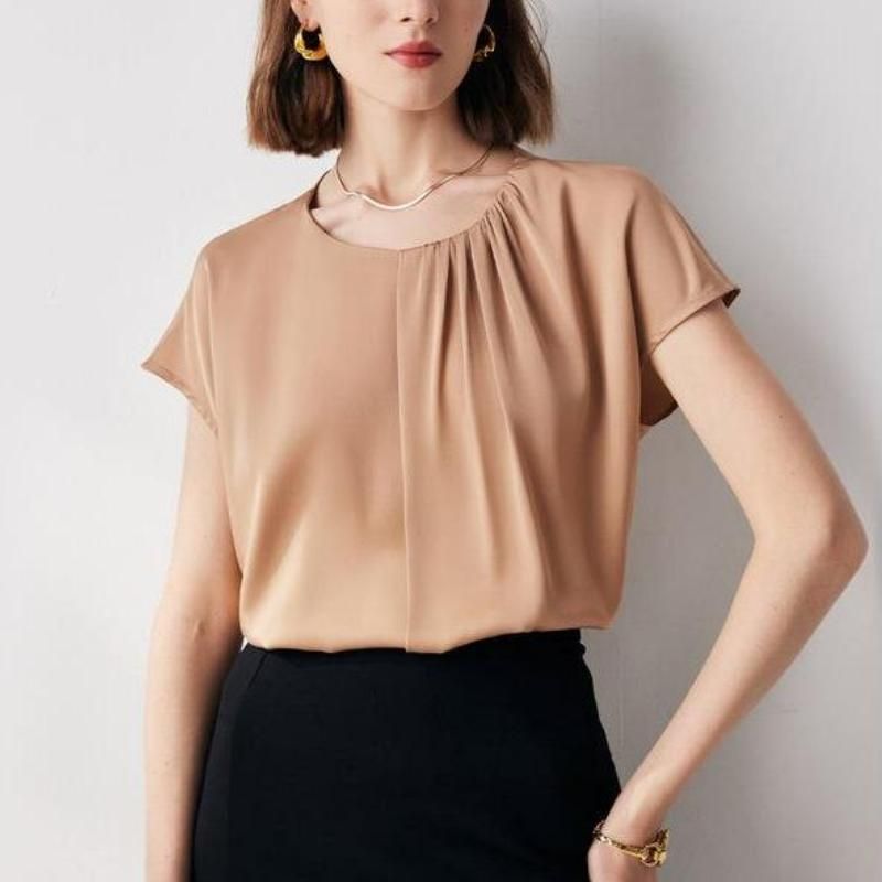 chic summer casual silk blouse - MRSLM
