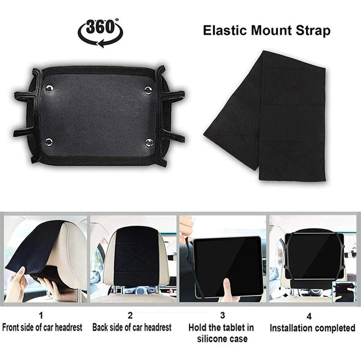 Flexible Silicone Car Headrest Tablet Holder - Perfect for 7-10.9 Inch Tablets, Ideal for Kids' Back Seat Entertainment