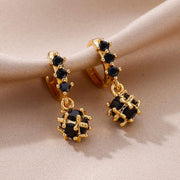 spherical black zircon dangle earrings - MRSLM