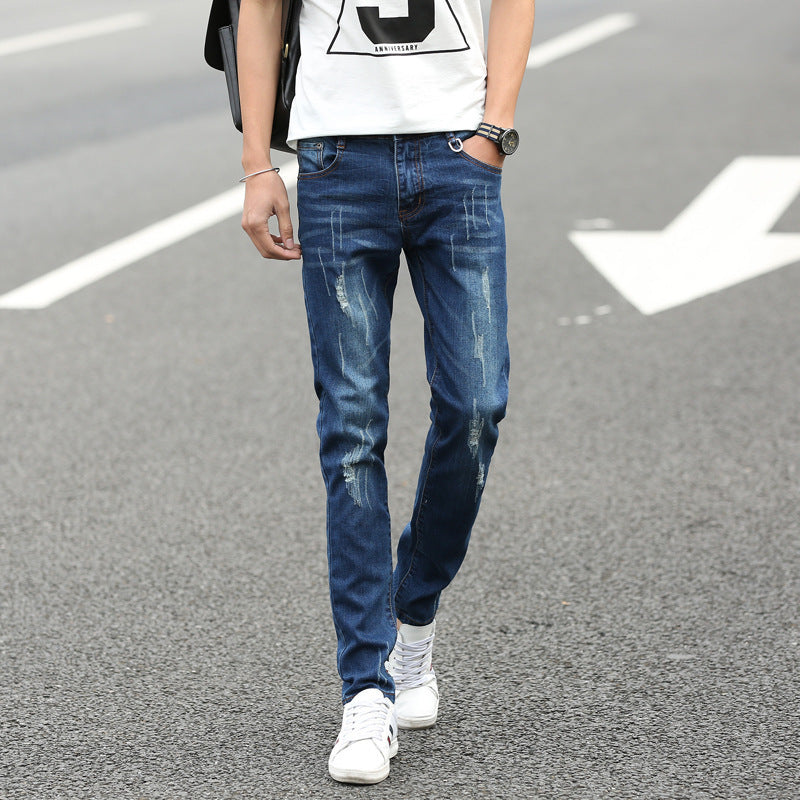 Men's dark blue denim pants, view 5 - MRSLM
