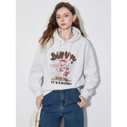 women's rabbit print hooded pullover, view 8 - MRSLM