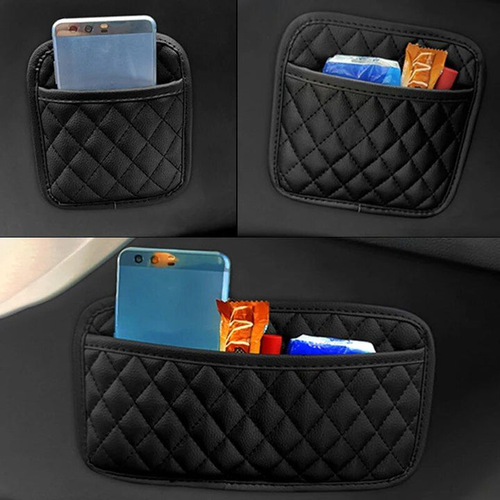 Universal PU Leather Car Storage Pocket Organizer for Essential Accessories