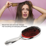 silver boar bristle paddle hair brush, view 5 - MRSLM