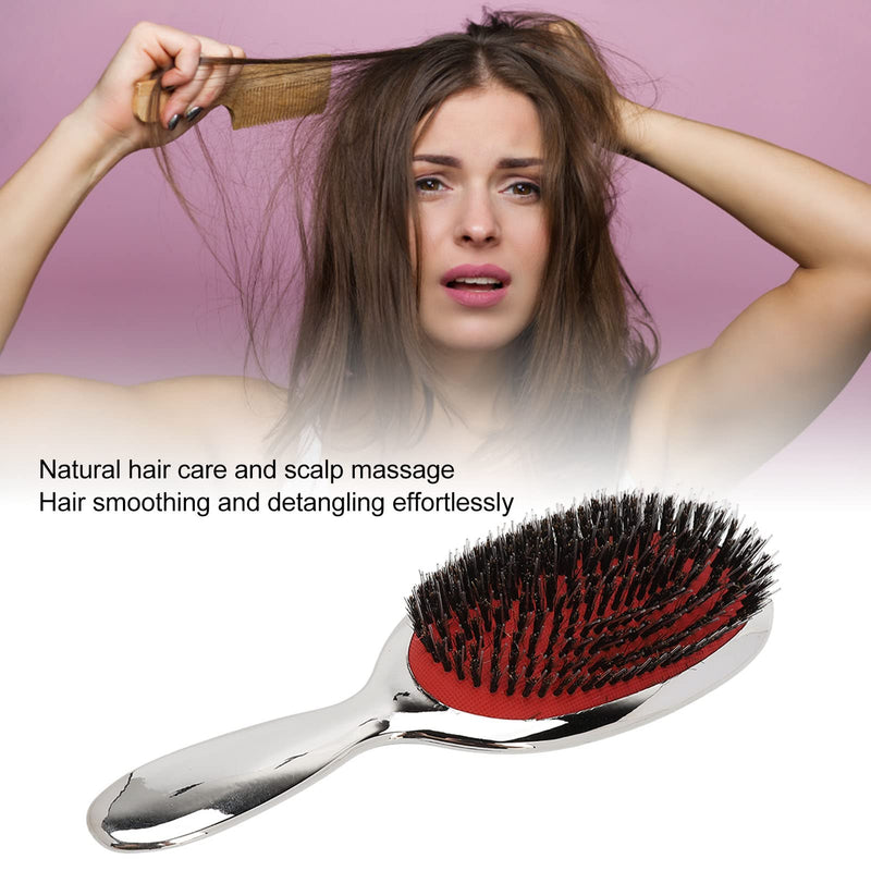 silver boar bristle paddle hair brush, view 5 - MRSLM