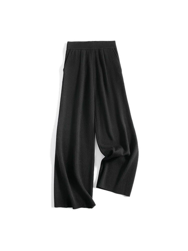 wide leg wool-blend trousers, view 2 - MRSLM