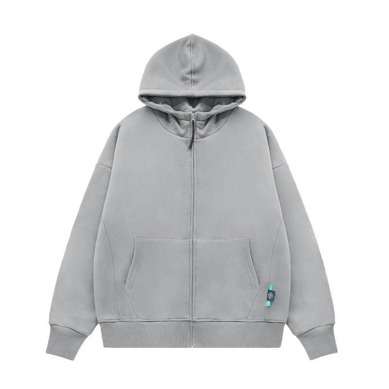 Unisex-Fleece-gefütterter Oversize-Kapuzenpullover mit Reißverschluss