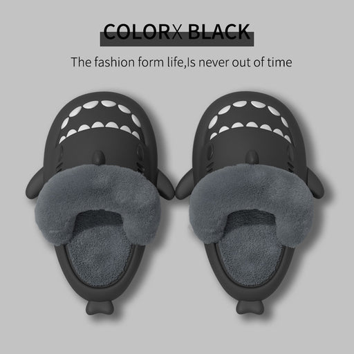 Fuzzy shark slippers with removable lining, view 11 - MRSLM