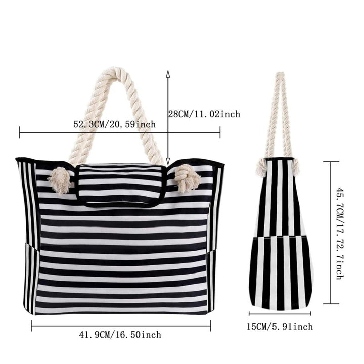Striped Canvas Tote Bag for Women