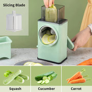 rotary vegetable grater with 3 drum blades, view 2 - MRSLM