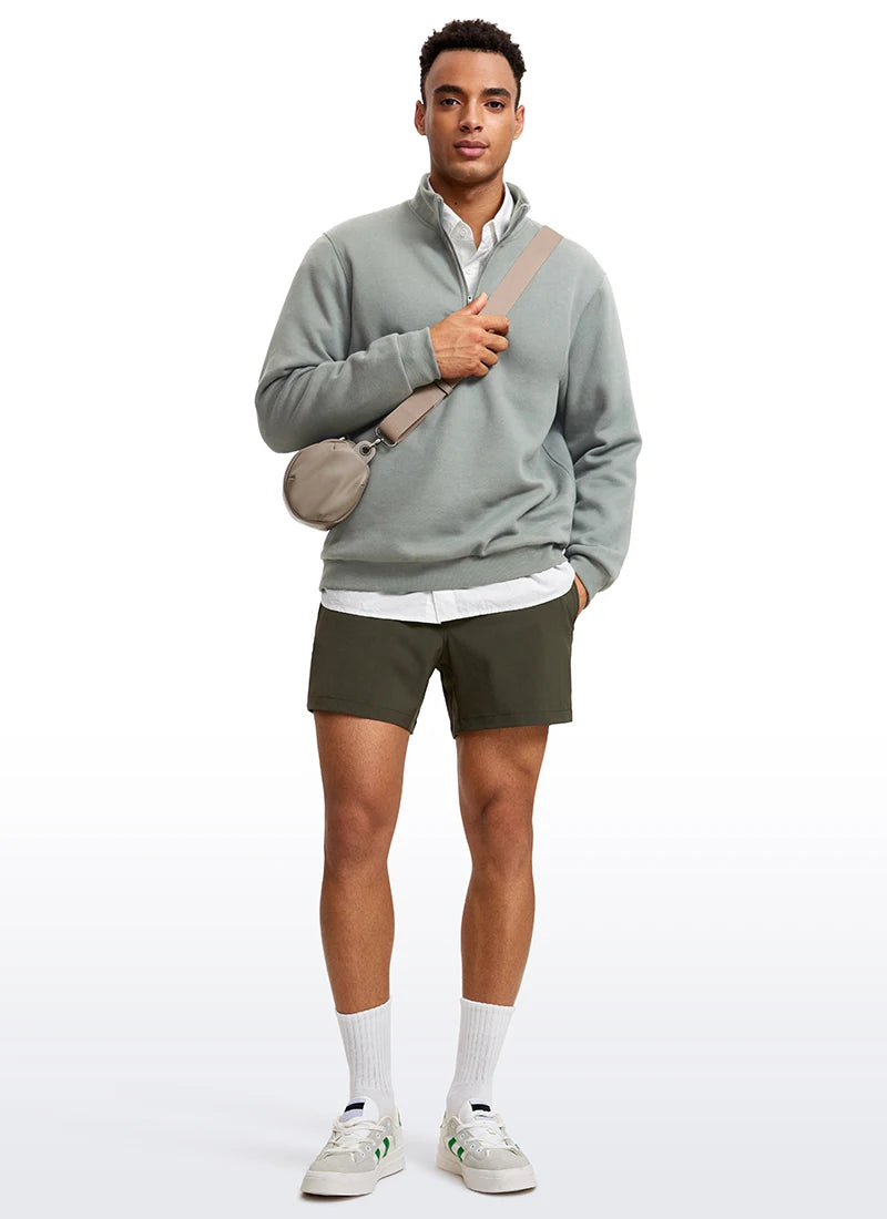 men's fleece-lined mock neck half zip sweatshirt, view 8 - MRSLM