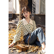 polka dot polo-neck blouse, view 3 - MRSLM
