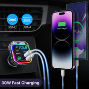 bluetooth 5.3 fm transmitter with 30w pd and qc3.0 charger, view 6 - MRSLM