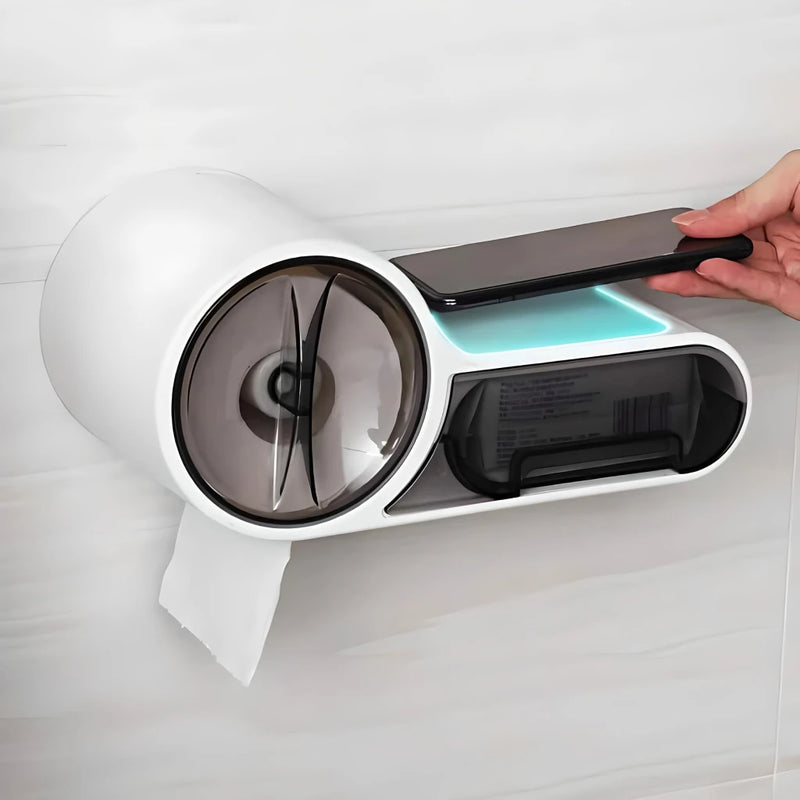 waterproof toilet paper holder with storage, view 6 - MRSLM