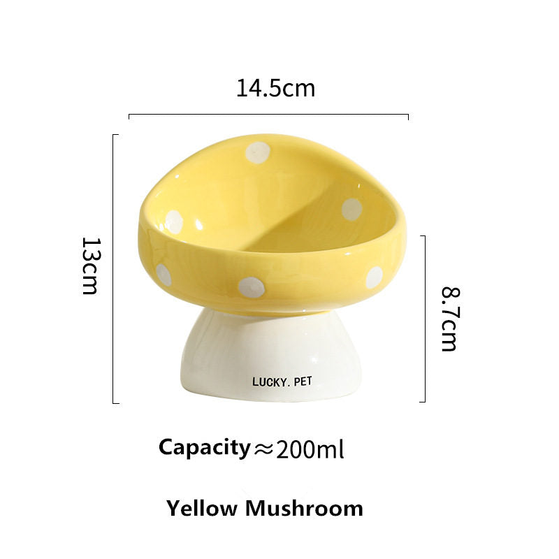 mushroom shaped ceramic pet bowl, view 3 - MRSLM