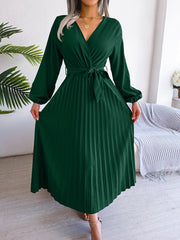 elegant pleated chiffon maxi dress, view 4 - MRSLM