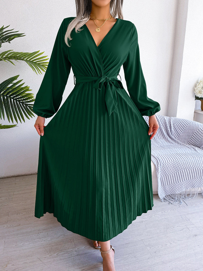 elegant pleated chiffon maxi dress, view 4 - MRSLM