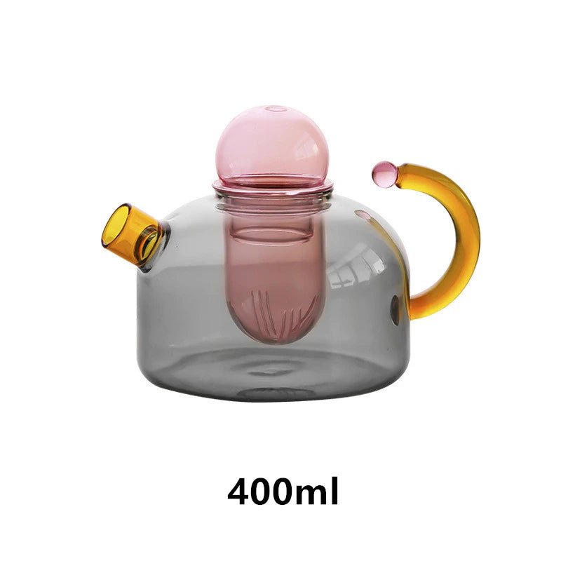 colorful glass teapot and teacup set, view 5 - MRSLM