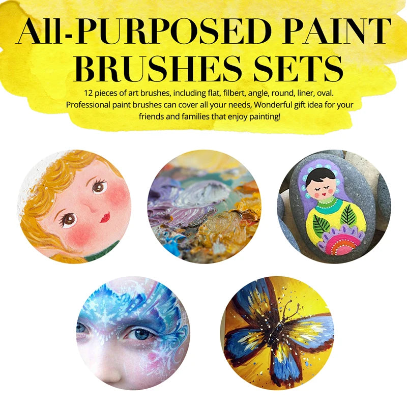 12-piece artist paint brush set, view 6 - MRSLM