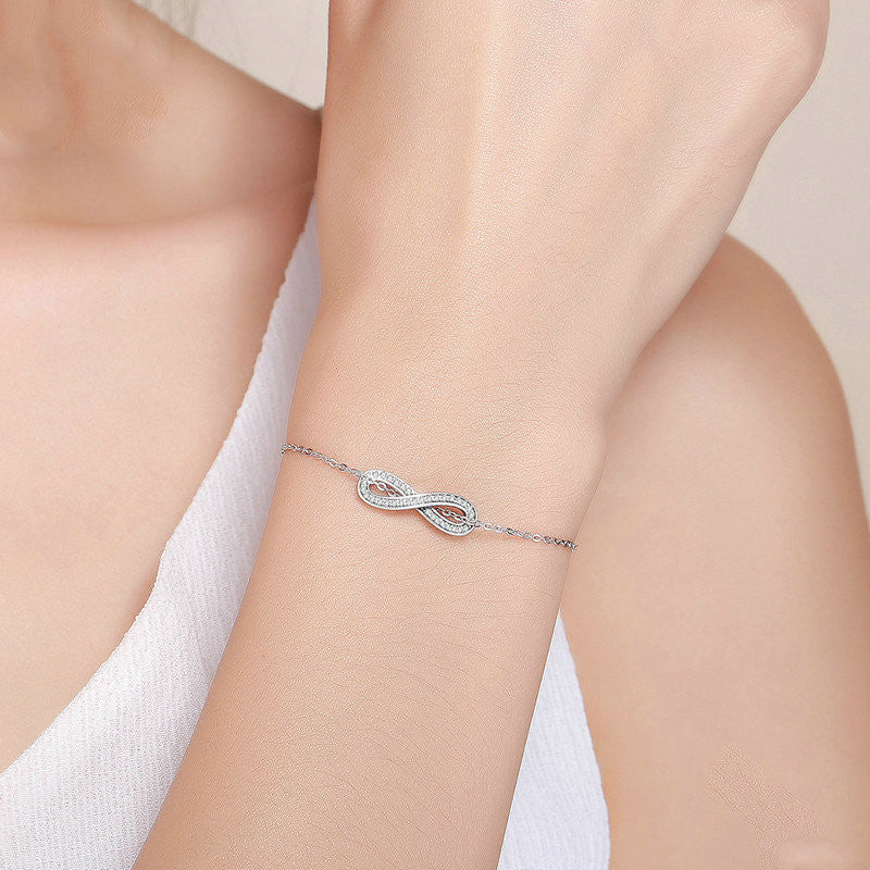 Ladies Sterling Silver Stretch Plain Silver Character Bracelet