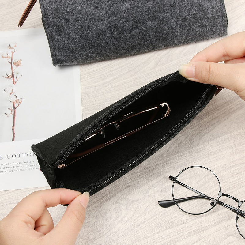 wool felt zipper glasses case, view 7 - MRSLM