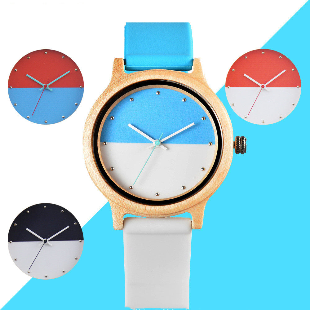 Creative Color Matching Ladies Fashion Trend Quartz Wood Watch