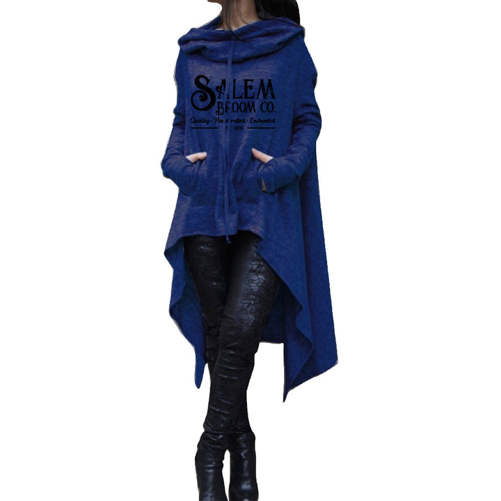 Autumn And Winter Mid-length Long Sleeve Large Size Irregular Hooded Sweater Casual Top