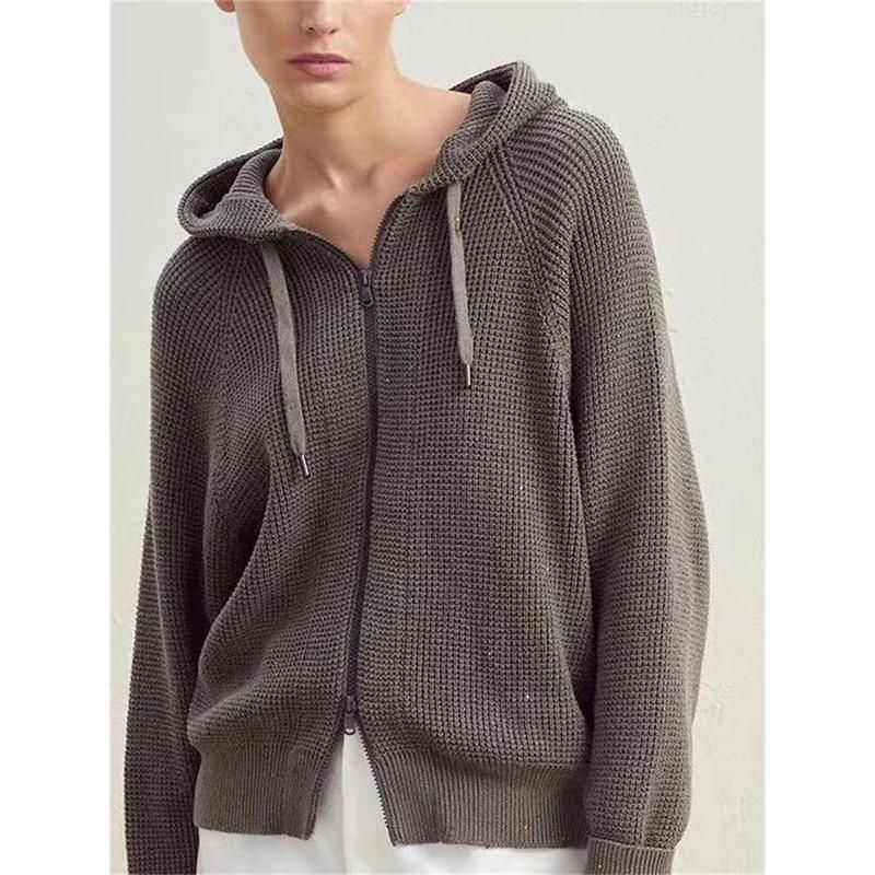 beaded zipper cotton cardigan, view 2 - MRSLM
