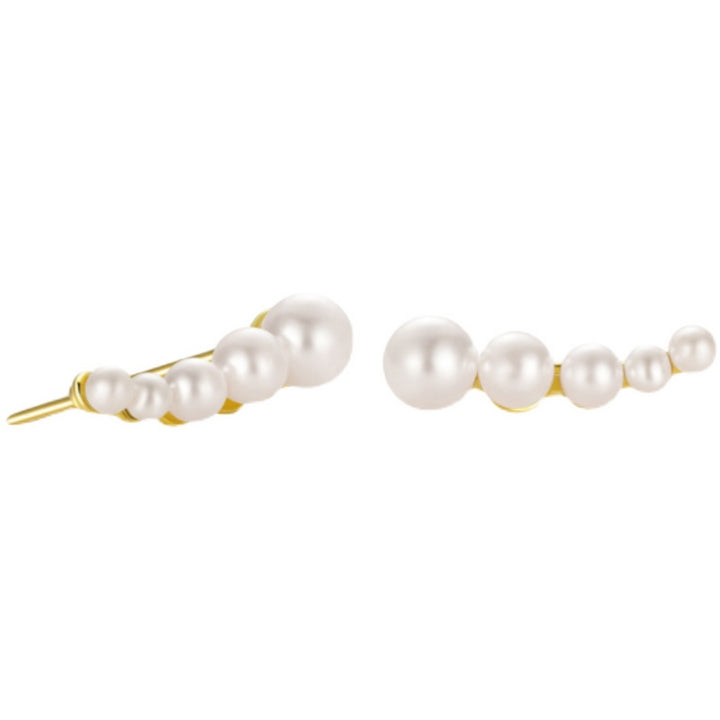 S925 Sterling Silver Single Row Size Pearl Stud Earrings