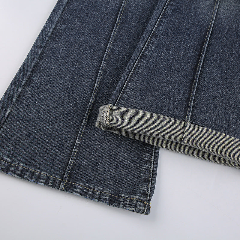 retro distressed washed bootcut jeans, view 6 - MRSLM