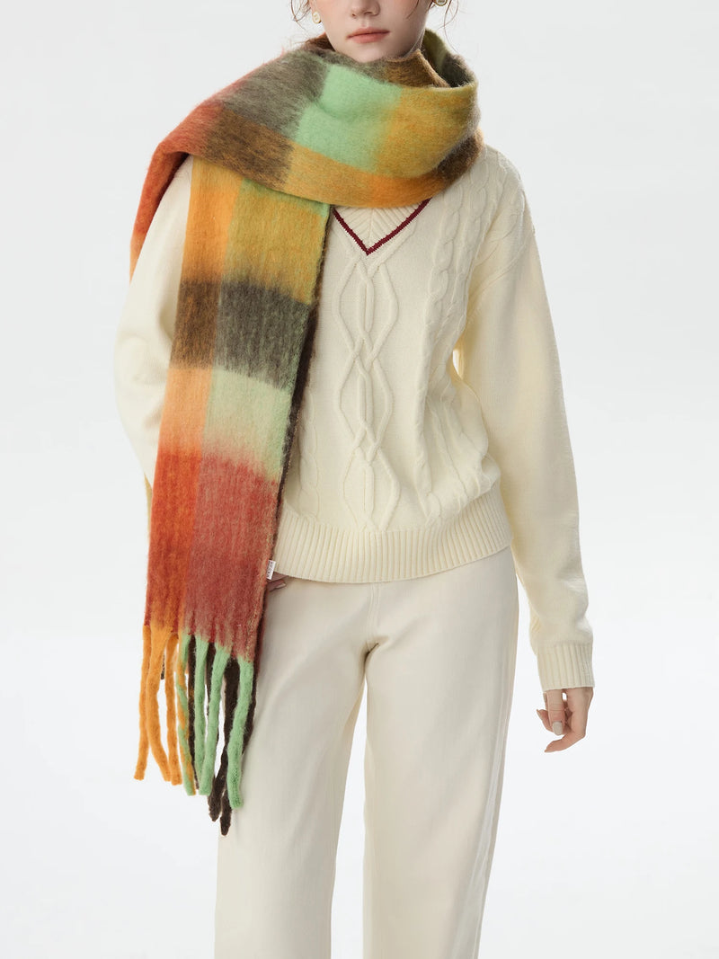 Langer Patchwork-Schal für Damen – kuschelig &amp; stylisch, 35,5 x 211 cm