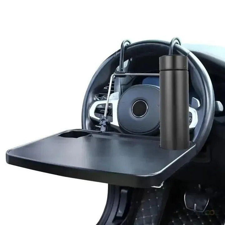 Foldable Car Steering Wheel Desk with Cup Holder and Laptop Tray