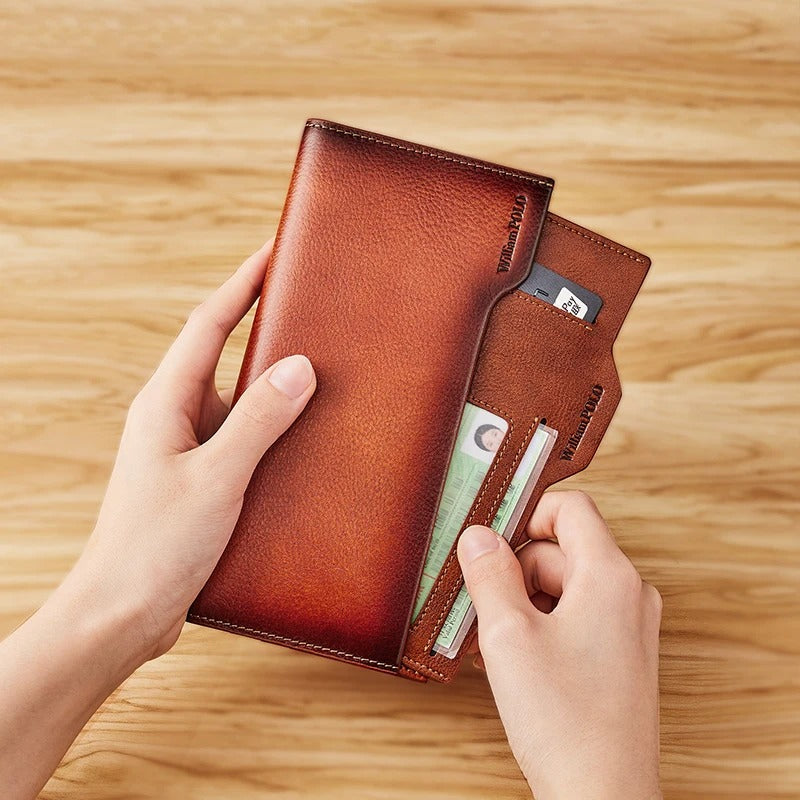 men's long leather wallet with strap, view 5 - MRSLM