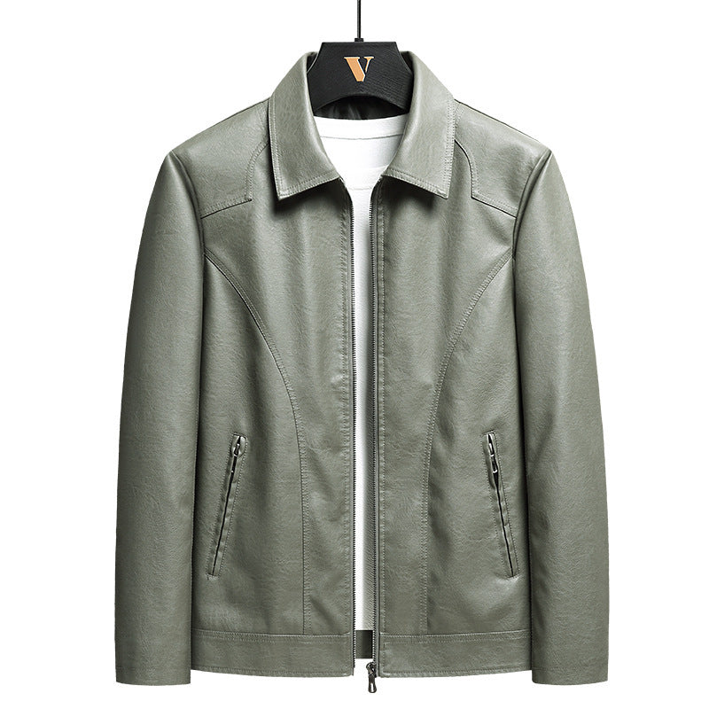 Men's thin faux leather jacket, view 7 - MRSLM