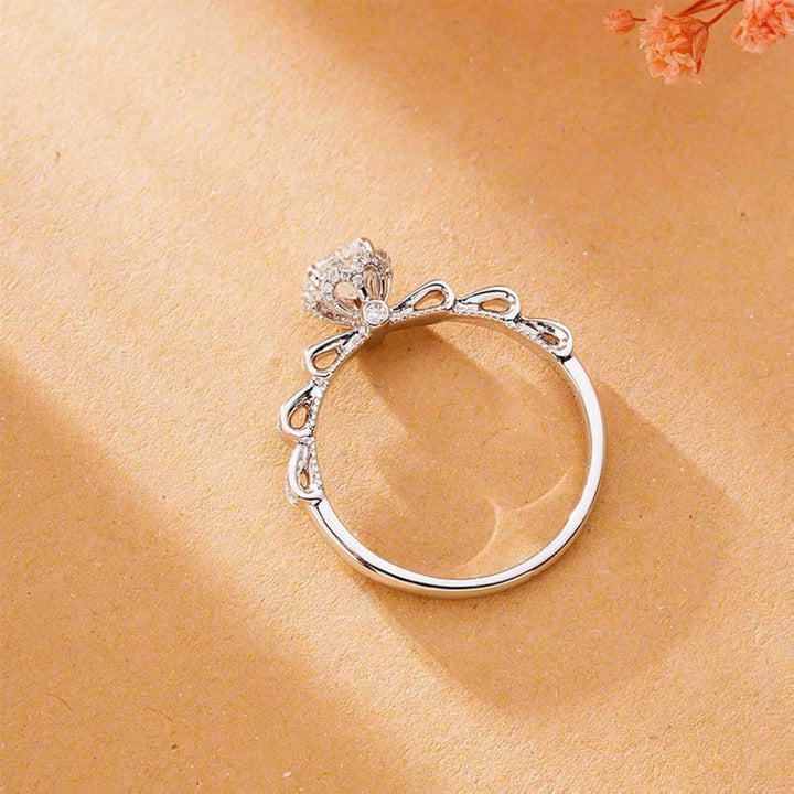 Ribbon Sweet Wedding Ring Silver Plated Moissane Diamond