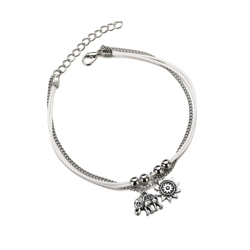 bohemian star elephant double layer anklet, view 2 - MRSLM