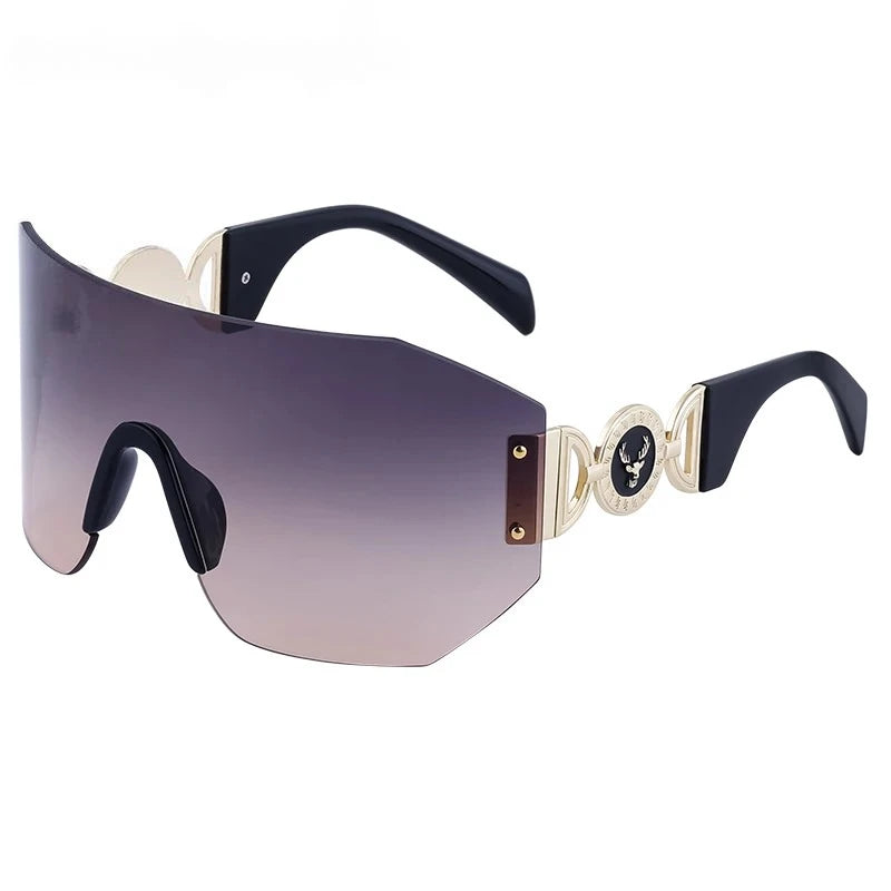 oversized shield rimless sunglasses, view 5 - MRSLM
