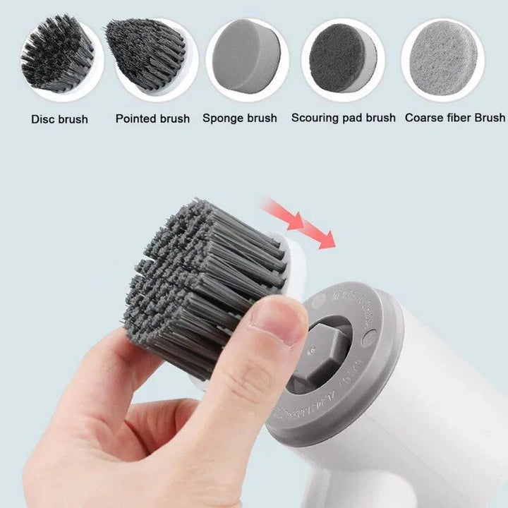 Electric Spin Scrubber with 6 Replaceable Brush Heads - Cordless Power Cleaner for Home