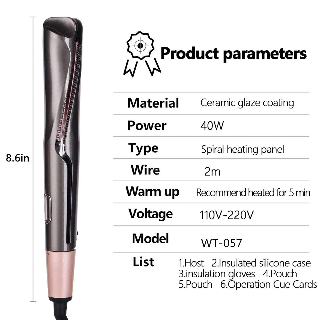 Revolutionary 2-in-1 Hair Styler: Ceramic Straightener & Curler Iron with Fast Heat & Ionic Tech