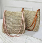 bohemian straw woven shoulder bag, view 5 - MRSLM