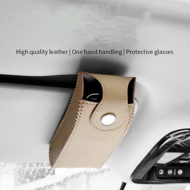 Compact PU Leather Car Visor Organizer for Glasses and Accessories