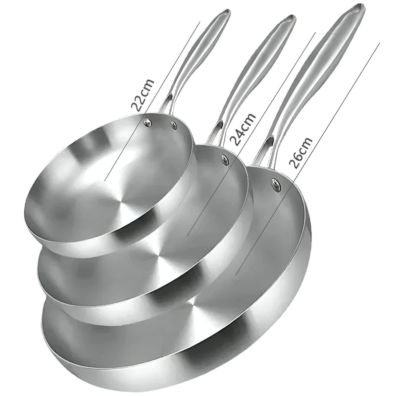 Conjunto de 3 frigideiras de aço inoxidável